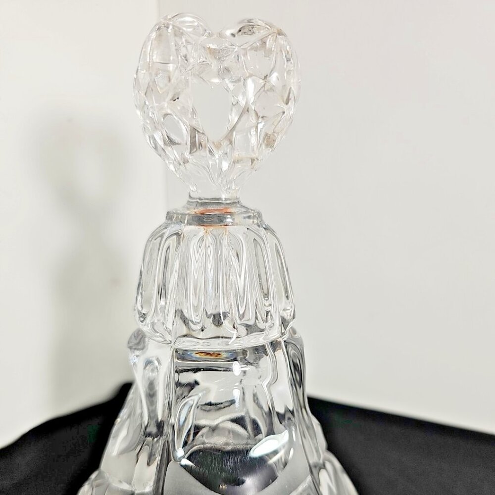 Echt Bleikristall 24% Lead Crystal Frosted Heart Bell W.Germany 1959 Pre-Owned